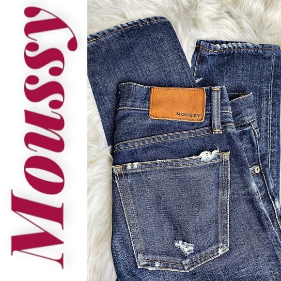 MOUSSY ISKO VINTAGE Busted Knee Buttonfly Mid-Rise Skinny Leg Jeans, Size 25 - Picture 9 of 12